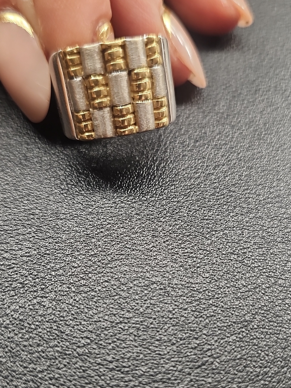 Vintage Italian 18K Two-Tone Watch Link Band Ring - 10g - Hallmark 8 VI F.R.O.V.